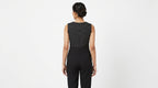 Black Sleeveless Jumpsuit with Chevron Print Top