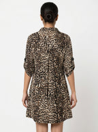 Women's Multi Animal Print Flared Dress