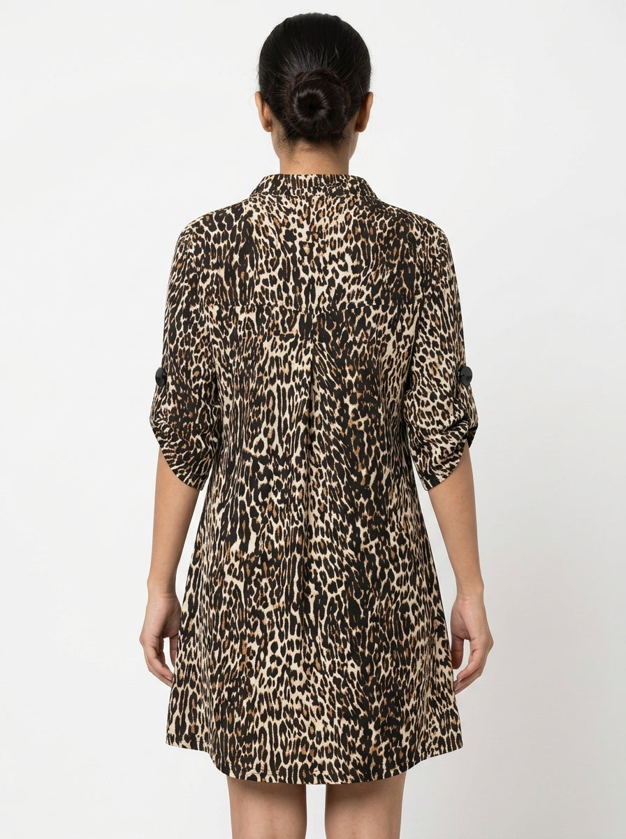 Women's Multi Animal Print Flared Dress