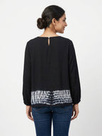Women's Black Tie-Dye Long Sleeve Top