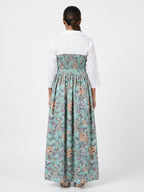 Women's Sea Green Floral Printed Shirred Maxi Dress