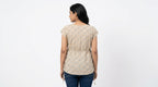 Beige Floral Print Regular Fit Top