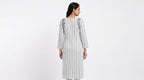White Striped Embroidered Kurti