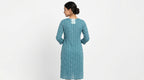 Teal Embellished Straight Fit Cotton Blend Kurti