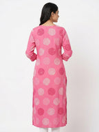 Women's Pink Ethnic Print Viscose Kurti