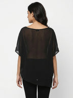 Women's Black Solid Relaxed Fit Top