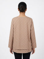 Tan Polka Dot Relaxed Fit Top