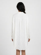 White Solid Oversized Button-Down Tunic Top