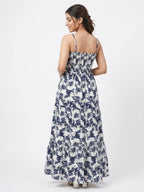 Women's Multi Printed Strapless Flared Maxi Dress