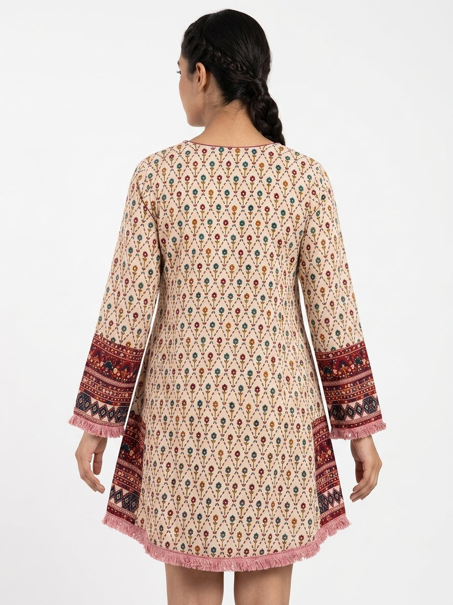 Multi-Color Ethnic Printed Flared Kurti