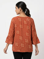 Women's Rust Tie-Dye Relaxed Fit Top
