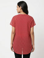 Women's Red Polka Dot Regular Fit Casual Top