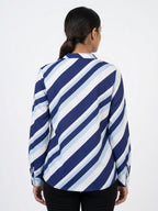 Multi-Colored Striped V-Neck Casual Top