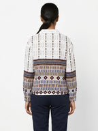 White Ethnic Print Regular Fit Shirt
