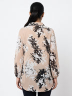 Women's Beige Floral Print Relaxed Fit Casual Shirt