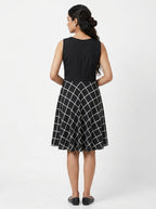 Black and White Checkered Flared Dress