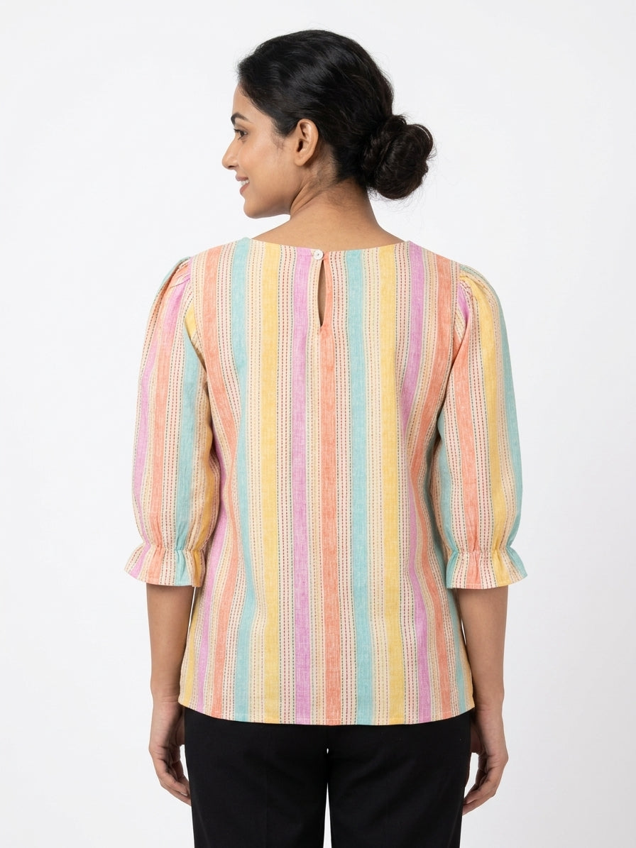 Multi-Color Striped Relaxed Fit Top