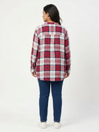 Red & White Plaid Relaxed Fit Casual Shirt