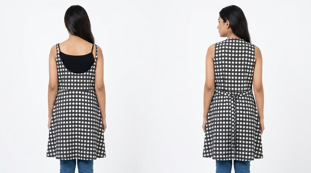 Women's Black Polka Dot Open Front Shrug