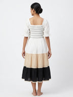 Multi-Colored Tiered Color Block Dress