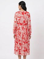 Red & White Floral Print Flared Shrug