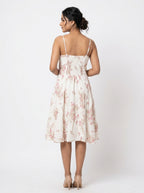 Off White Floral Print Flared Casual Dress