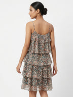 Multi-Color Printed Tiered Strappy Dress