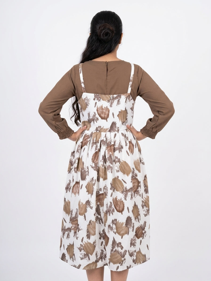 Women's Multi Abstract Print Smocked A-line Dress