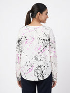 White Abstract Print Relaxed Fit Top