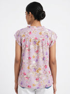 Light Purple Floral Printed Relaxed Fit Top