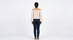 Peach Textured Off-Shoulder Relaxed Fit Top