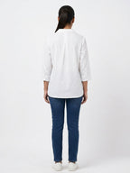 Women's White Embellished Casual Shirt
