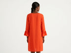 Orange Embroidered Relaxed Fit Kurti