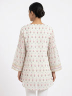 Off White Floral Printed Casual Top