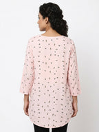 Pink Printed Relaxed Fit Tunic Top