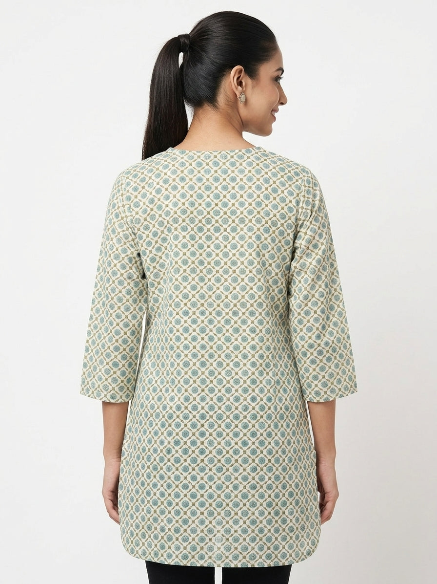 Cream Printed Kurti