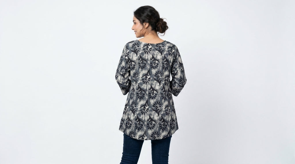Multi-Color Abstract Print Relaxed Fit Tunic Top