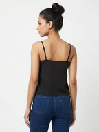 Women's Black Ruffled Cami Top