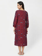 Women's Red & Navy Geometric Animal Print Kurti