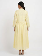 Cream Embellished Flared Kurti