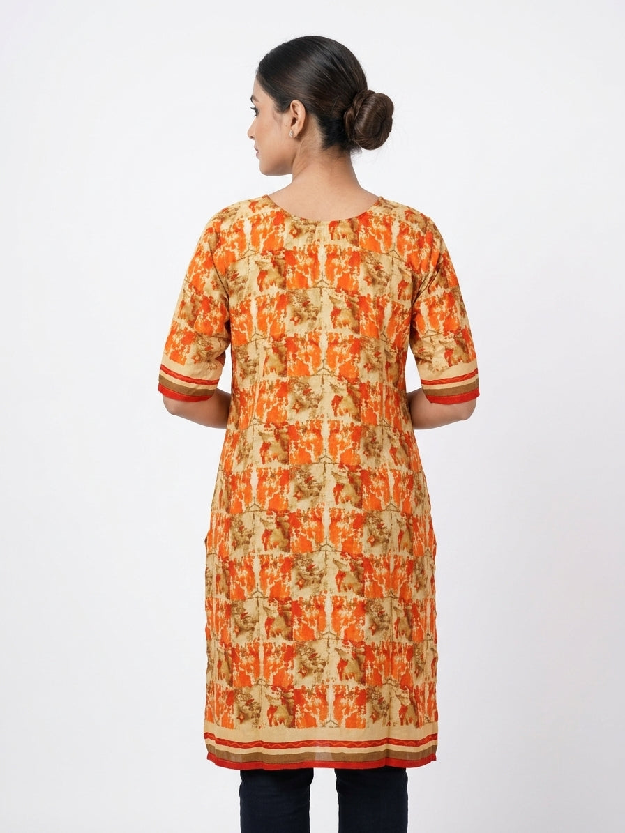 Multi-Color Abstract Print Rayon Kurti
