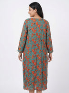 Teal Floral Printed Relaxed Fit Dress