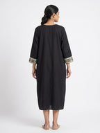 Black Ethnic Print Straight Kurti