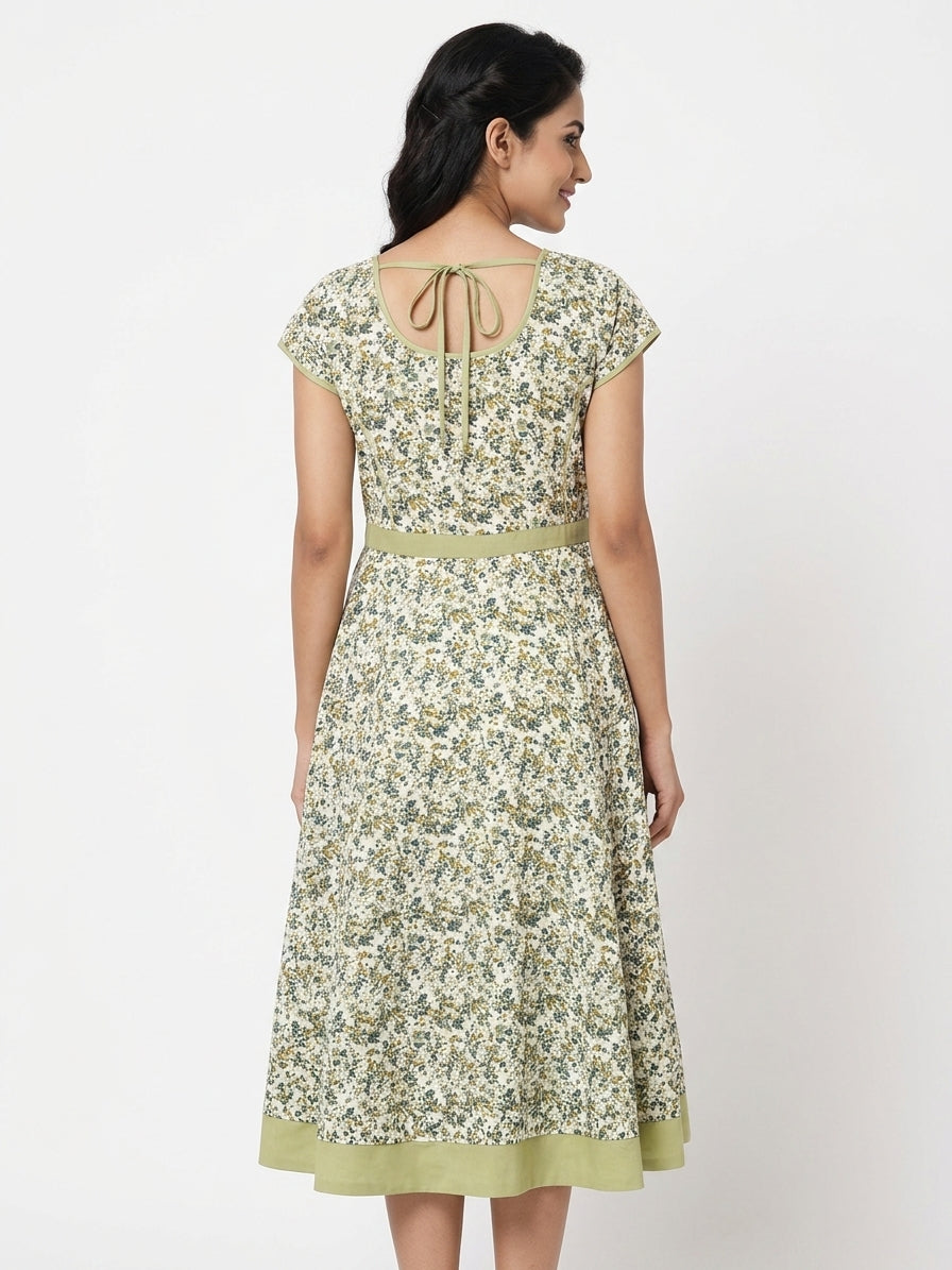 Women's Floral Printed Flared Casual Dress