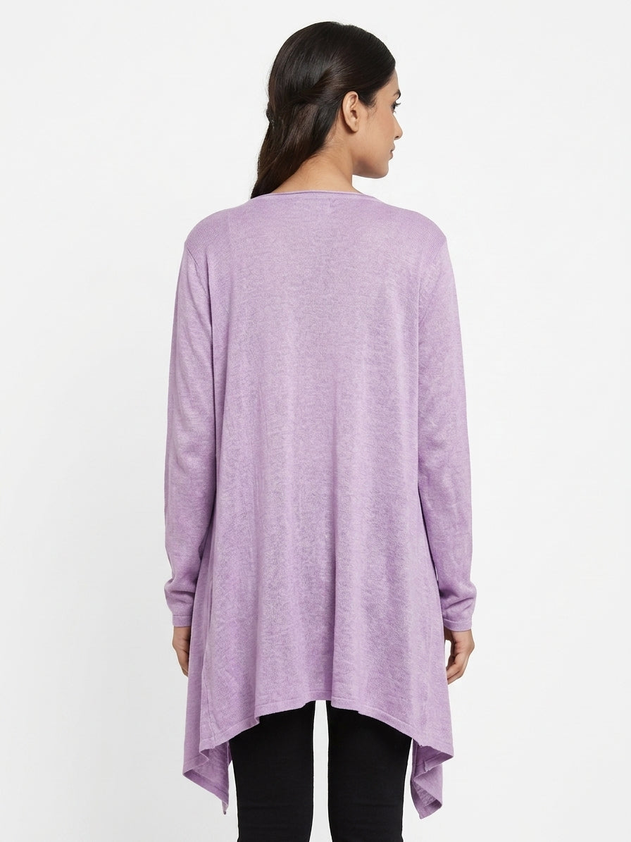 Light Purple Solid Draped Shrug
