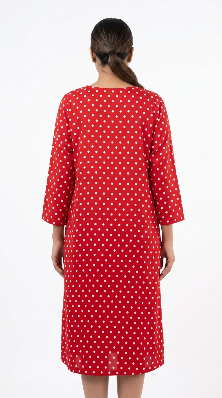 Red Polka Dot Casual Dress