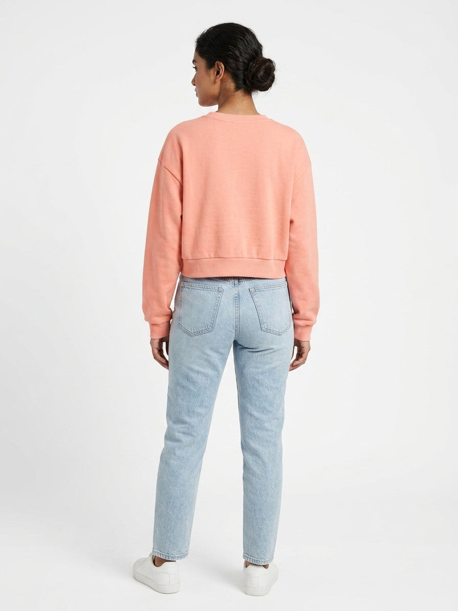Peach Graphic Print Oversized Sweatshirt