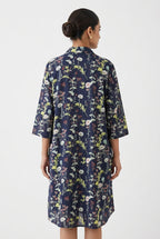 Navy Blue Floral Printed Relaxed Fit Dress