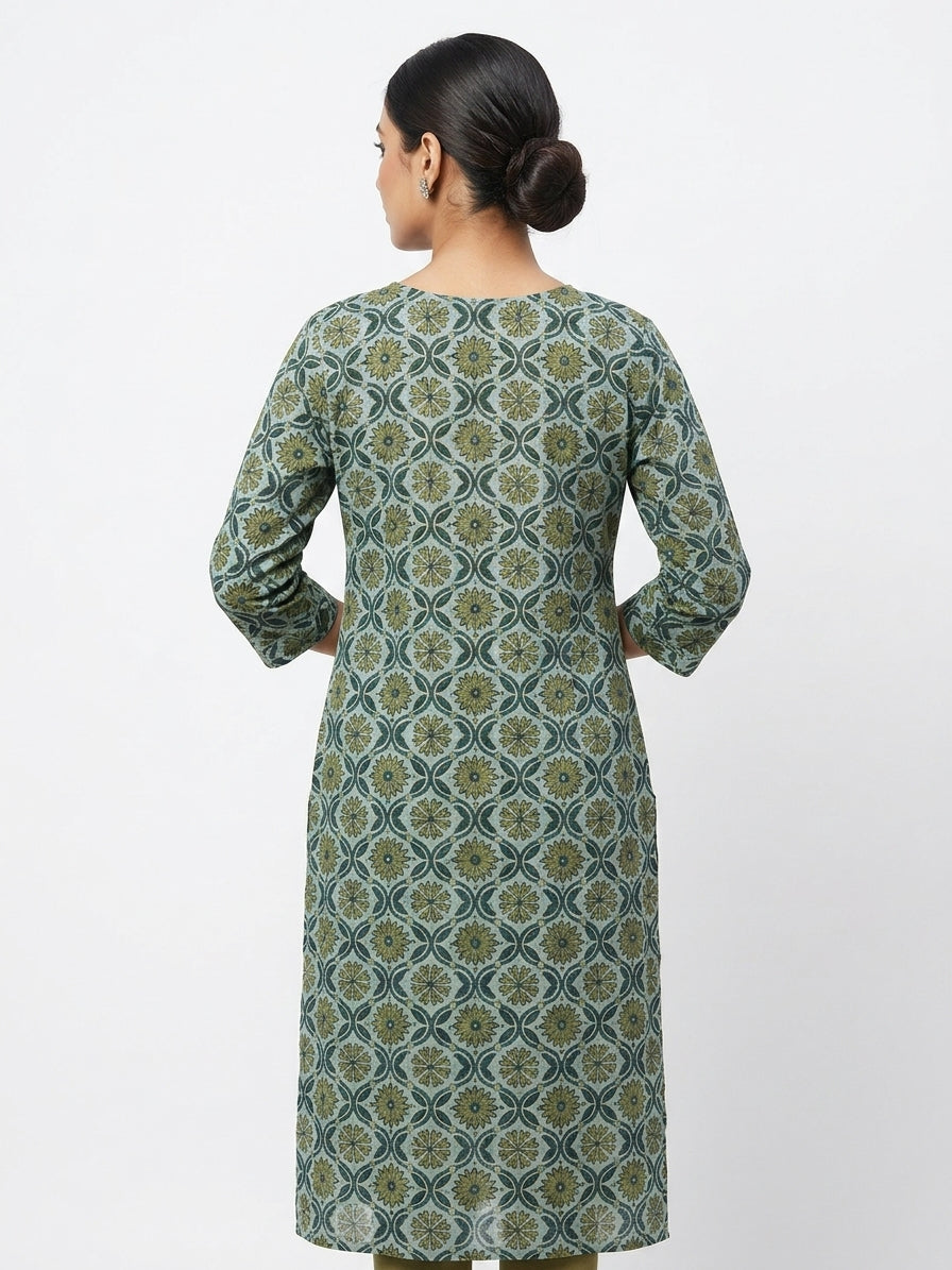 Multi-Color Ethnic Print Cotton Kurti