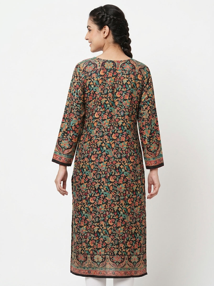 Multi-colored Ethnic Print Straight Kurti